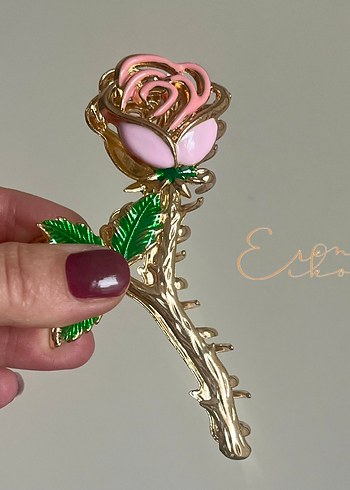 Pembe güllü metal büyük mandal toka - Görsel 4