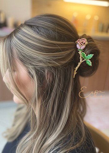 Pembe güllü metal büyük mandal toka - Görsel 2