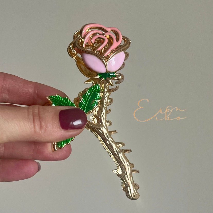 Pembe güllü metal büyük  mandal toka - Görsel 4