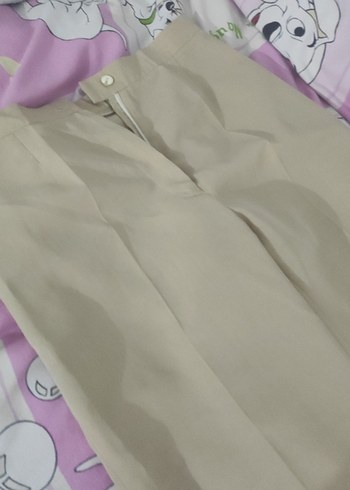 Bej Midi Kumaş Pantolon Pilili - Görsel 2