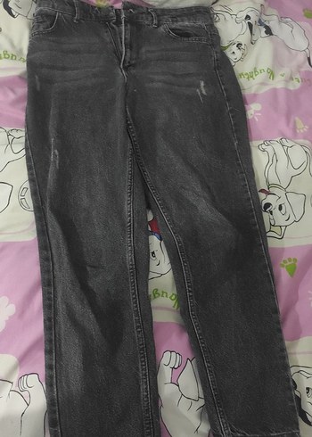 Gri Midi Boy Bol Kesim Kadın Kot Pantolon - Görsel 2