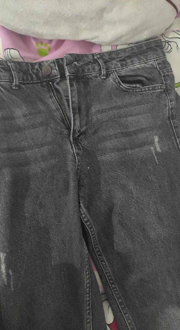 Gri Midi Boy Bol Kesim Kadın Kot Pantolon - Görsel 3