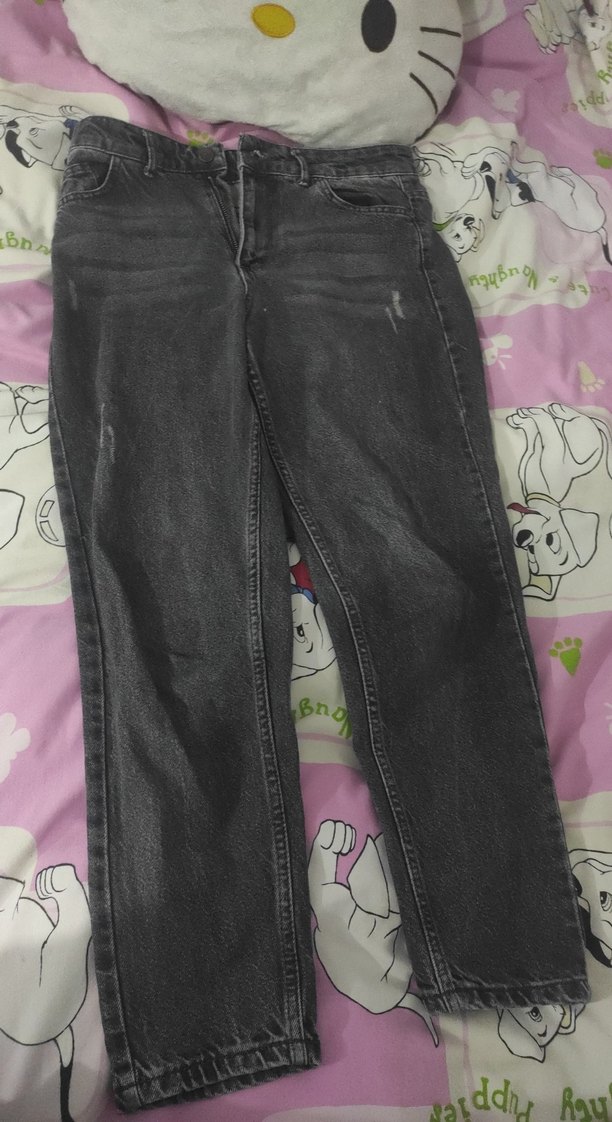 Gri Midi Boy Bol Kesim Kadın Kot Pantolon - Görsel 2