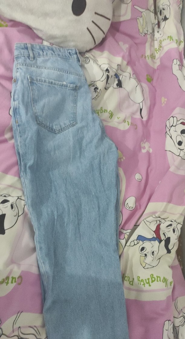 Mavi Bağcıklı Salaş Midi Kot Pantolon - Görsel 4