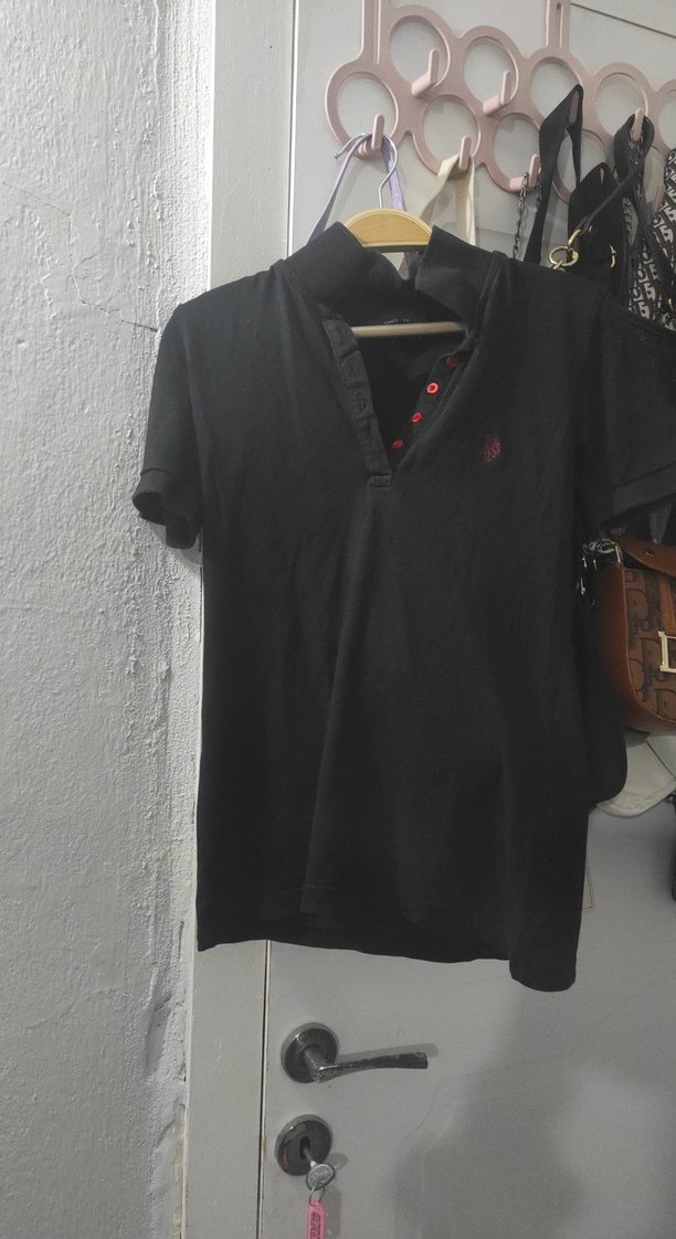 Düğmeli Siyah Erkek Polo Tişört - Görsel 3