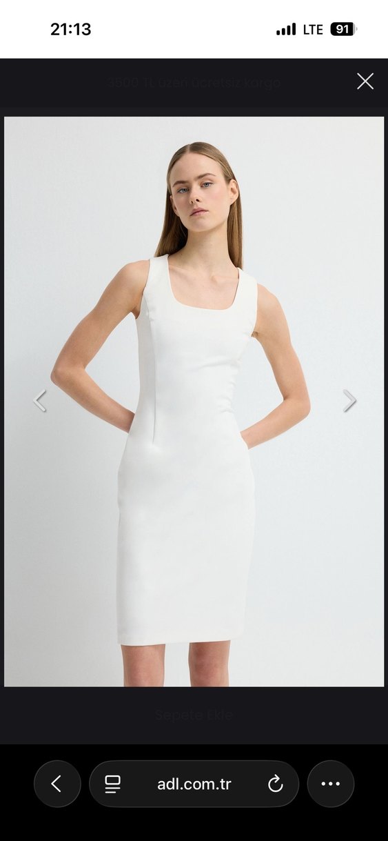 Beyaz Straplez Midi Pamuk Elbise - Görsel 3