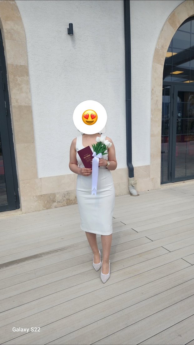 Beyaz Straplez Midi Pamuk Elbise - Görsel 5