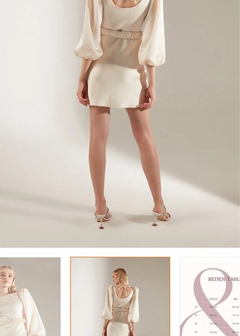 Beyaz Mini Saten Elbise - Görsel 7