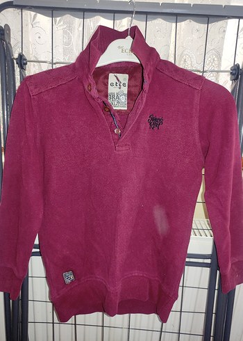 Bordo Örgü Yüksek Yakalı Erkek Çocuk Kazak - Görsel 2