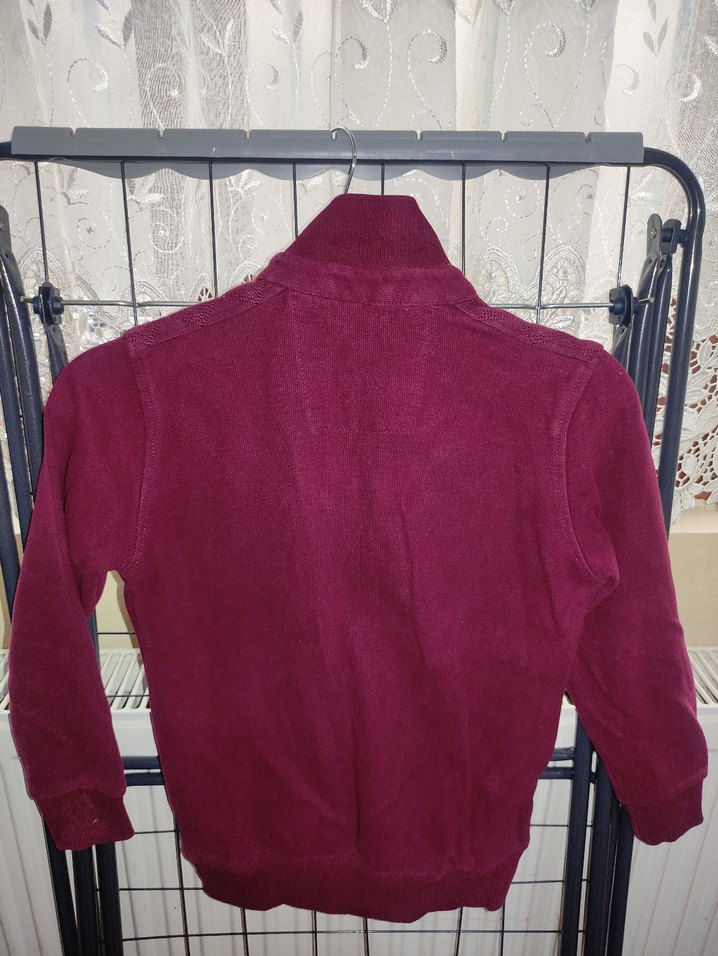 Bordo Örgü Yüksek Yakalı Erkek Çocuk Kazak - Görsel 4