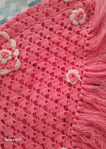 Nakışlı Püsküllü Pembe Kız Çocuk Panço - Görsel 3