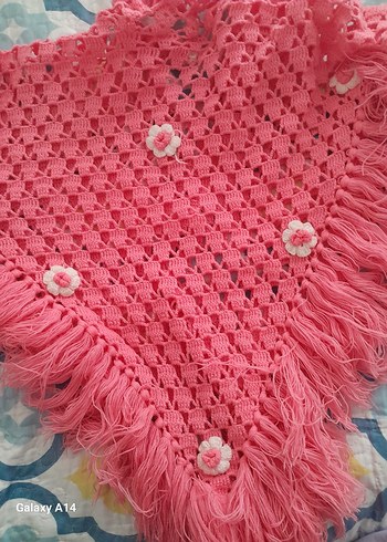 Nakışlı Püsküllü Pembe Kız Çocuk Panço - Görsel 4