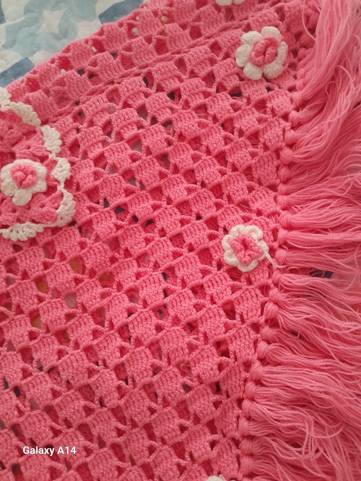 Nakışlı Püsküllü Pembe Kız Çocuk Panço - Görsel 3