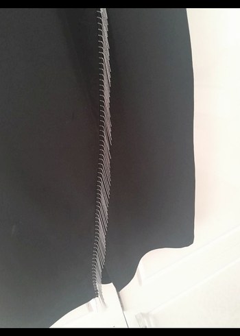 Siyah V Yaka Uzun yarim kol Elbise - Görsel 6