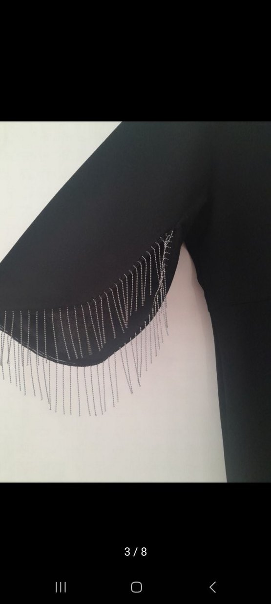 Siyah V Yaka Uzun yarim kol Elbise - Görsel 3