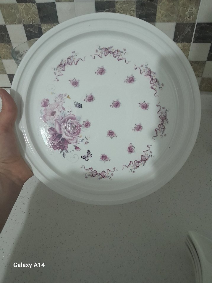 Beyaz Çiçek Desenli 4 Parça porselen Tabak Seti - Görsel 5