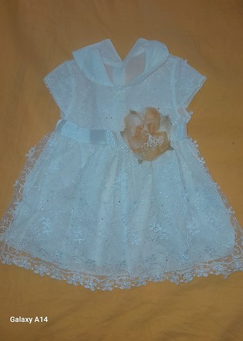 Kız Çocuk Beyaz Dantel Nakışlı Elbise - Görsel 3