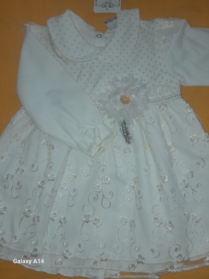 Kız Çocuk Beyaz Dantel İşlemeli Elbise - Görsel 2