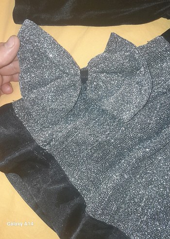 Kız Çocuk Gri Fırfırlı Uzun Kollu Elbise - Görsel 2