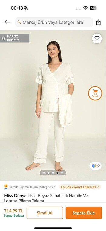 m Beden Lohusa pijama takımı