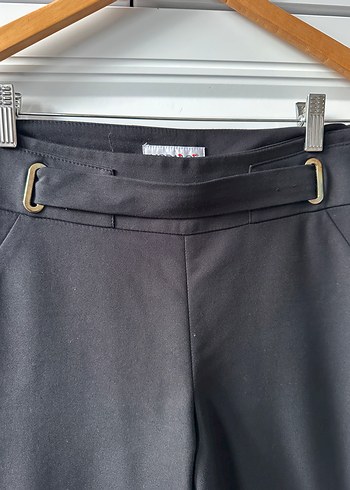 Kemerli Siyah Kadın Kumaş Pantolon - Görsel 2