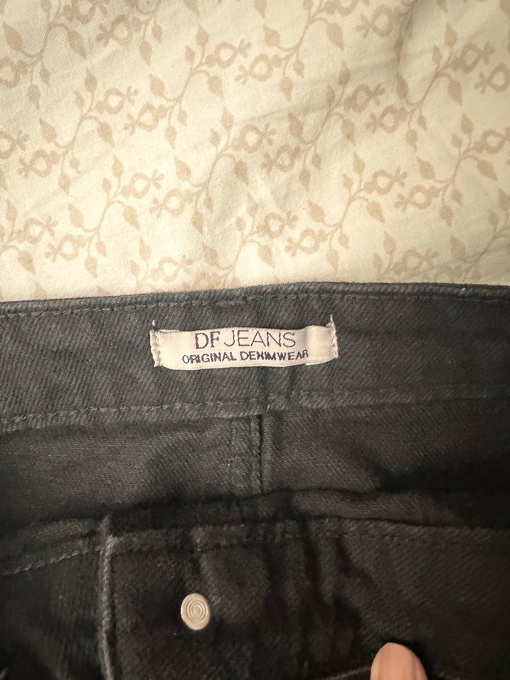 Düğmeli Siyah Mini Kot- jean Etek - Görsel 2