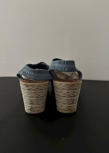 Mavi hakiki deri Dolgu Topuklu Kadın Ayakkabı - Görsel 5