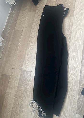 42 Beden siyah Renk Siyah Zebra Desenli Kemerli Kot Pantolon