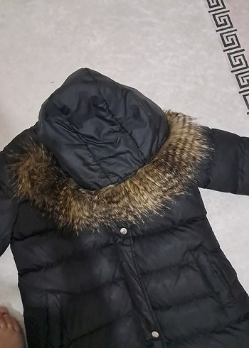 Siyah Uzun Kürklü Kadın Kışlık Mont - Görsel 6