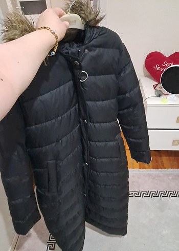 Siyah Uzun Kürklü Kadın Kışlık Mont - Görsel 5