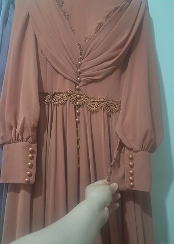 uzun abıye altı krep. drabelı ust - Görsel 4