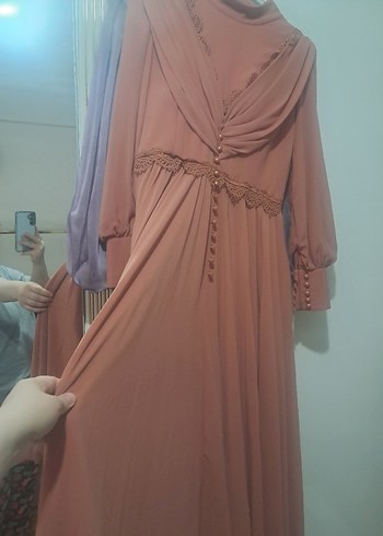 uzun abıye altı krep. drabelı ust - Görsel 3