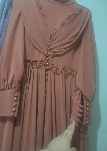 uzun abıye altı krep. drabelı ust - Görsel 5