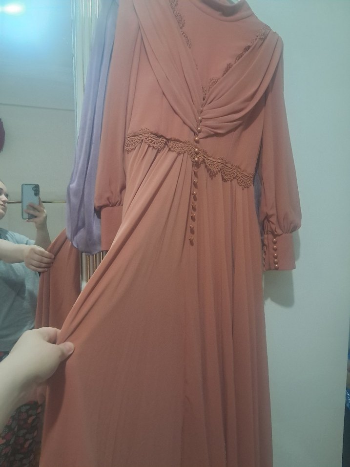 uzun abıye altı krep. drabelı ust - Görsel 3