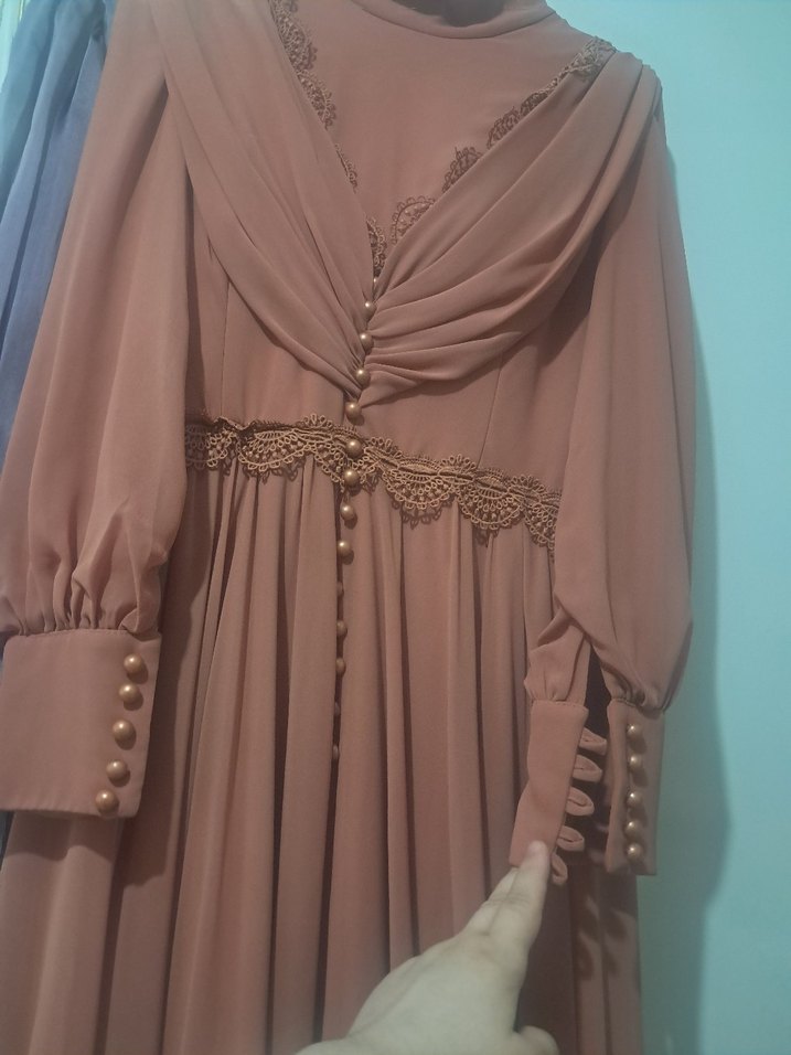 uzun abıye altı krep. drabelı ust - Görsel 5