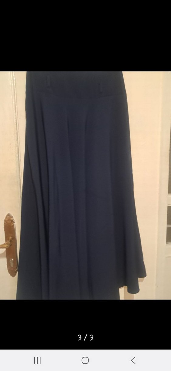 Lacivert Piliseli Uzun Kadın Etek - Görsel 3