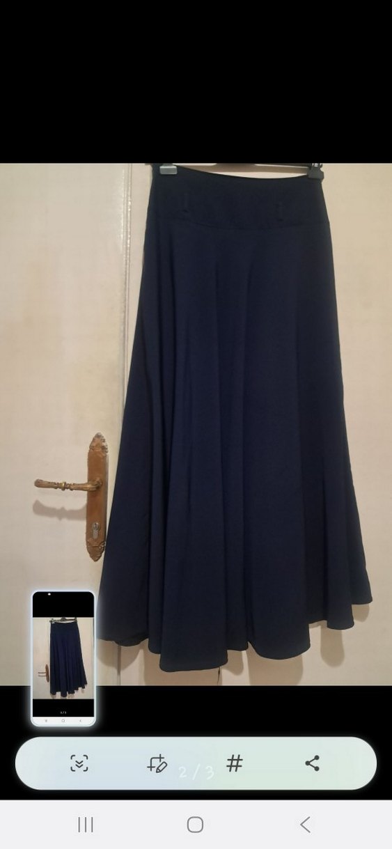 Lacivert Piliseli Uzun Kadın Etek - Görsel 2
