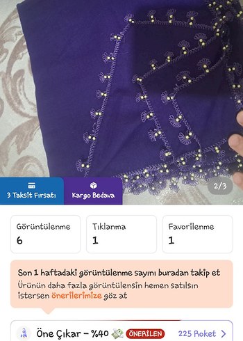Boncuk İşlemeli Kahverengi Kadın Şal - Görsel 2