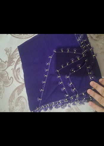 Boncuk İşlemeli Kahverengi Kadın Şal - Görsel 5