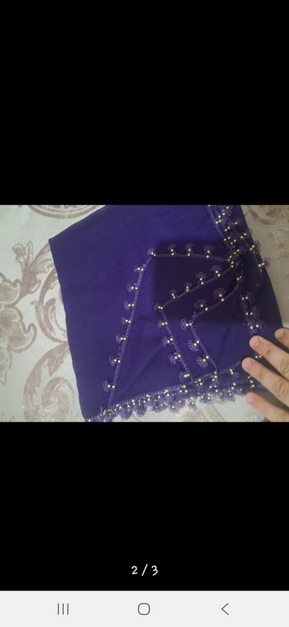 Boncuk İşlemeli Kahverengi Kadın Şal - Görsel 5