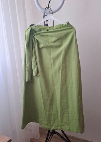 Kadın Kahverengi Pilili Uzun Keten Takım - Görsel 8