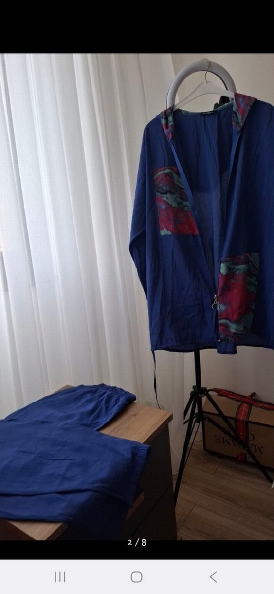 Kadın Kahverengi Pilili Uzun Keten Takım - Görsel 4