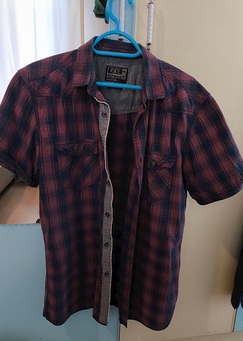 Ekoseli Bordo Gri Gömlek - Görsel 4