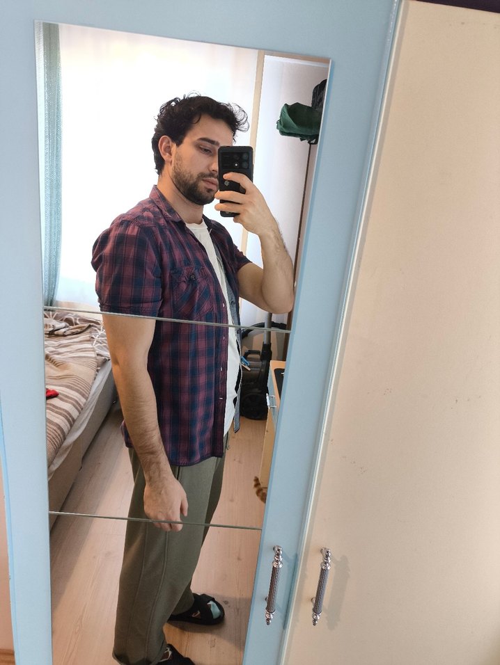 Ekoseli Bordo Gri Gömlek - Görsel 3