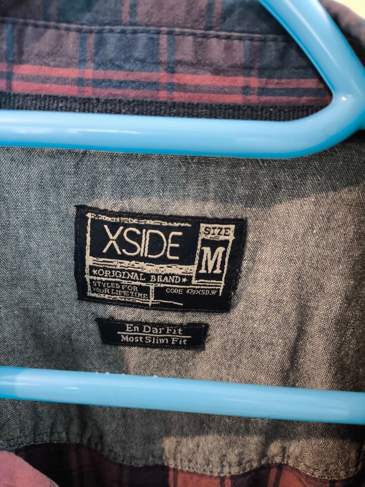 Ekoseli Bordo Gri Gömlek - Görsel 5