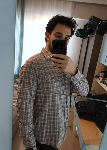 Gri Kareli Pamuklu Erkek Gömlek - Görsel 2