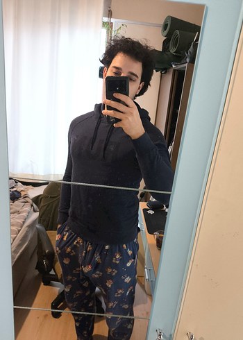 Lacivert Baskılı Kapüşonlu Sweatshirt - Görsel 2