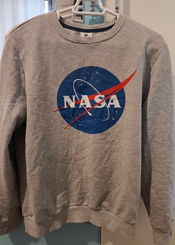 NASA Baskılı Gri Erkek Sweatshirt - Görsel 3