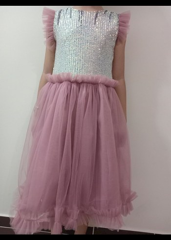 Pembe Fırfırlı Kolsuz Kız Elbisesi