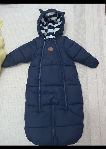 Koyu Mavi Fermuarlı Bebek Kayak Tulumu 3 6 aylik